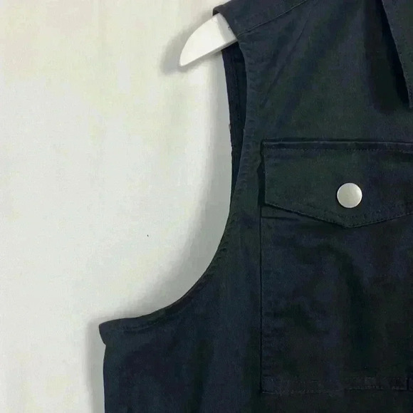 a new day Womens Vest/Blouse Black XXL Full Zip/Snaps Flap Pockets Sleeveless - Picture 5 of 14